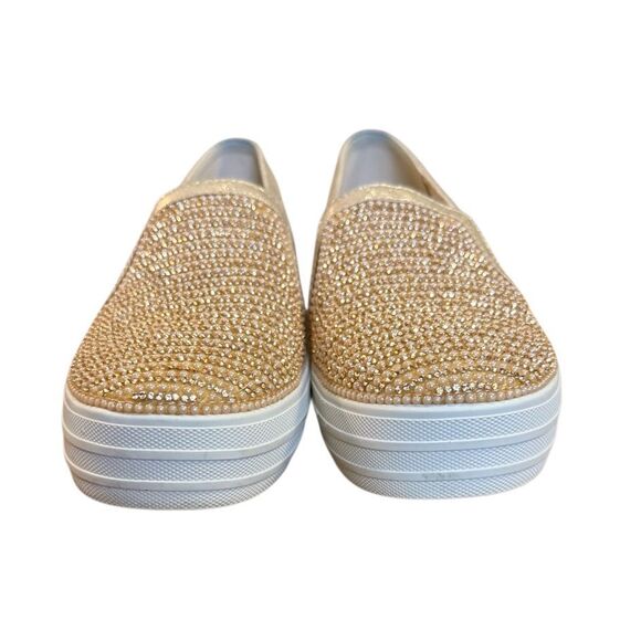 Skechers Double Up Shiny Dancer Slip On Sneakers  Gold 6.5 Memory Foam - Picture 4 of 15